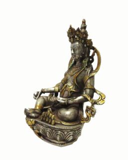Silver Gold Plate Tibetan Zambala Statue Figure FS534