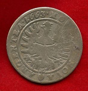 1663 Germany Silesia Leighitz 15 Fifteen Kreuzr Medieval Silver Coin F
