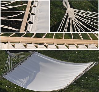 New 59"Outdoor Camping Double Wide Hammock Cotton Sleeping Bed Wood Spreader Bar