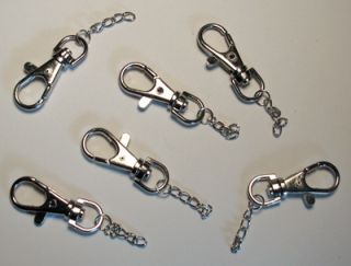12 Large Swivel Clips Snap Hooks 1 5" with 1" Chain