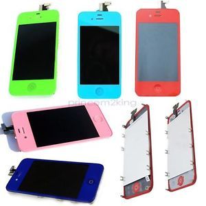 Color Glass LCD Touch Screen Digitizer Lens Home Button Assembly for iPhone 4 4S