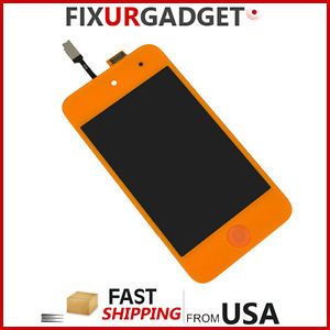 Orange iPod Touch 4th Gen Compatible Touch Digitizer LCD Screen Assembly Button