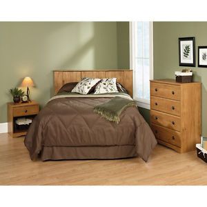 New Amber Pine Queen 3 Piece Furniture Bedroom Set Dresser Nightstand Headboard
