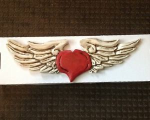 Angel Wing Heart Wood Carving Wall Decor Tattoo Christian Bird Wings Sign