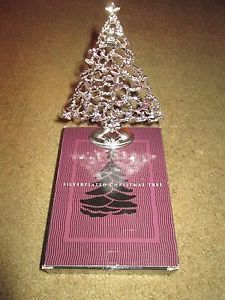 Medici Silver Plated Tabletop Christmas Tree w Star Ornaments Nick Nack Decor