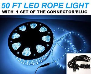 New 50' ft 2 Wire LED Rope Light Home Outdoor Christmas Lighting Cool White
