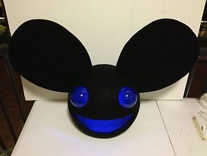 Blue Lighting All Black Mouse Mask Home Made Deadmau5 Head Replica