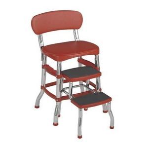 Cosco Retro Chair Step Stool Red Design Home Organization Accessories Tools New