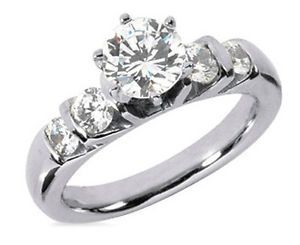 1 47 Carat Total 5 Stone Round Diamond Wedding Ring G Color 1 01 Carat Center