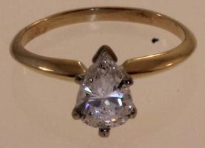 14k Yellow Gold GIA 1 01ct I1 F Pear Shape Diamond Engagement Ring 2G Vintage