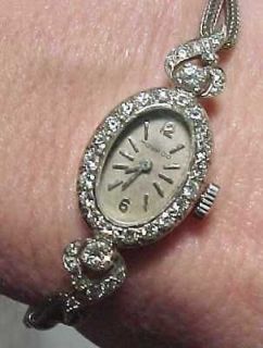 Vintage Ladies Movado White Gold Diamonds Watch