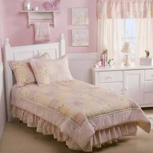 Pink Patchwork Girls Full Size Discounted Kids Floral Flowers Quilt Bedding Set