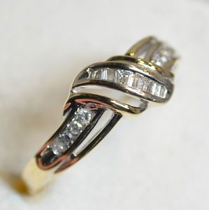 1 4 Carat Diamond Bypass Cocktail Ring Round and Baguettes Yellow Gold