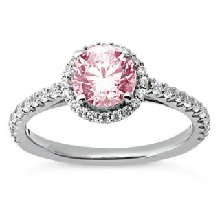 Halo Round Pink Diamond 1 51 Carats Engagement Ring White Gold 14k New