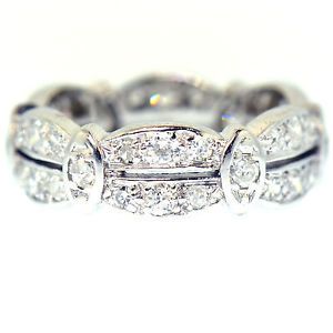 1 50 Ct Diamond Eternity Band Platinum Estate Pave Set Round Cut Wedding Ring