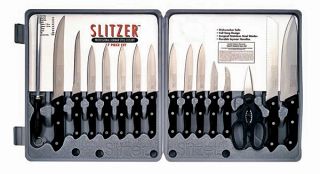 Slitzer 17pc Professional Cutlery Stainless Steel Kitchen Knife Set Storage Case