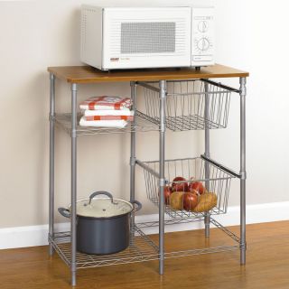 Metal Microwave Cart Home Kitchen Furniture Decor Storage Baskets Shelves Food
