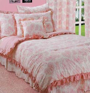Pink Cream Classic Toil Girl Kids Twin Bedding Set