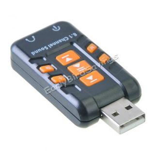 Black USB 2 0 External 8 1 Channel 3D Audio Sound Card Adapter for PC Computer