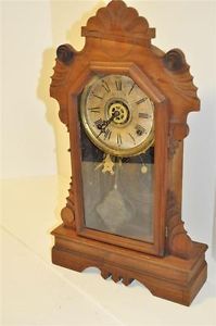 Antique Gilbert Gingerbread Kitchen Clock with Alarm Pristine Working Condition