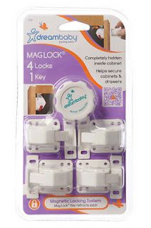 Dreambaby 4 Mag Lock Key Child Proof Safety Magnetic Cabinet Door Locks L150