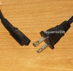 Black 5 ft 7A 125V Nispt 2 Pin Prong Plug Stereo Boombox Device Power Cord Cable