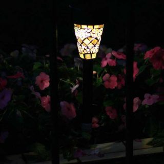 Gold Stainless Steel Mosaic Lawn Garden Solar Lights Outdoor Lighting Lamp