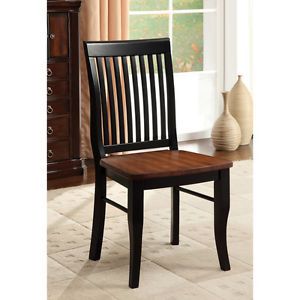 Nora Two Tone Antique Wood Slat Back Dining Living Room Side Accent Chair Pair