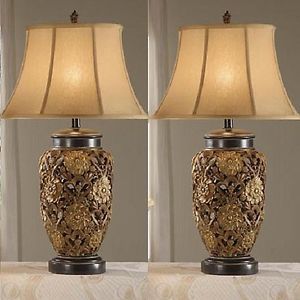 Beautiful Elegant Flostic Antique Table Lamps Set of 2 Living Room Furniture
