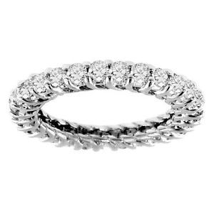 1 90 Ct TW Round Diamond Lucida Prong Eternity Band in 18K White Gold Ring