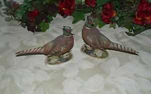 Pair of Vintage Lefton China Hand Painted Pheasant Figurines KW769 A B