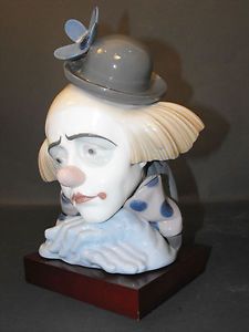 Lladro Clown Head Figurine Pensive with Bolar Hat Large 5130 Retired