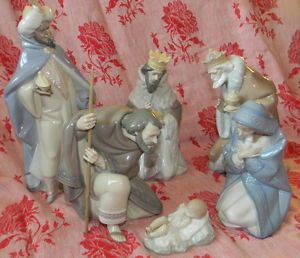 Lladro 6 PC Christmas Nativity Set Silent Night Figurines 3" 13" COA NR
