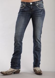 Stetson Womens Jeans Blue Denim Cotton Stovepipe Straight Leg Slim Fit 0253