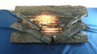 Vintage Wood Electric Fireplace Logs with Faux Fire Lights Up Works Great