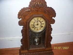Ansonia Antique Key Wind Mantle Clock Works Chimes c1900 Nice Clock Great Price