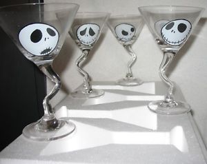 Disney Nightmare Before Christmas Jack Skellington Martini Glass Set of Glasses