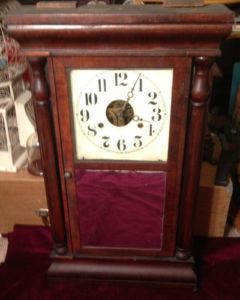 Antique Seth Thomas Ogee Mantel Clock Column Tablet Weight Driven Shelf Mantel