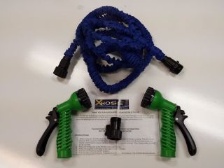 Xhose 25ft 25' Expandable No Kink Garden Water Hose on Off Valve 2 Spray Head