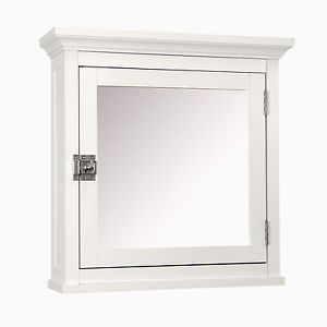 White Contemporary Wood Bathroom Wall Medicine Cabinet Mirror Shelf New
