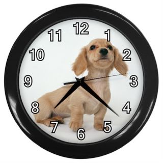 Brown Miniature Dachshund Dog Black Wall Clock