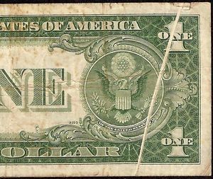 1935 C $1 Dollar Bill Gutter Fold Error Note Silver Certificate Paper Money