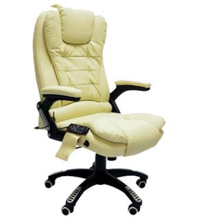 Luxury Leather Office Chair with 6 Point Massage Unique Design Reclining 8 Modes