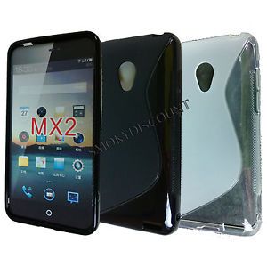 2X Black Clear Soft TPU Gel Cover Case 2X Screen Guard for Meizu MX2