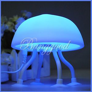 USB Power Dual Purpose Blue AMD White Light LED Jellyfish Lamp Desk Night Light