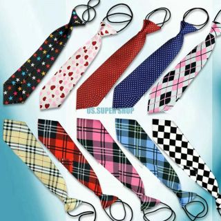10 Styles School Girl Boy Kids Wedding Elastic Tie Necktie