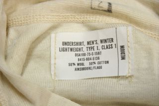 USGI Military Cotton Wool Light Weight Thermal Shirt Top Underwear Large