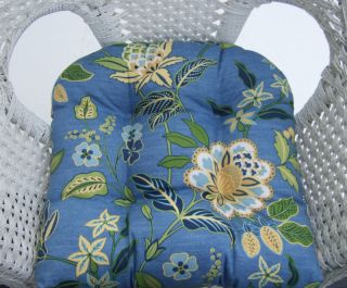Wicker Chair Cushion Blue Yellow Green Floral Indoor Outdoor