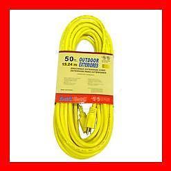 50' Foot 12 3 Yellow Heavy Duty Outdoor Extension Power Cord Electrical Outlet