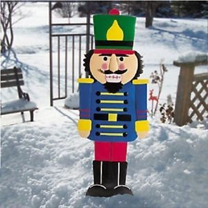 Christmas Colorful Nutcracker Soldier Outdoor Metal Garden Yard Decor 37" Tall
